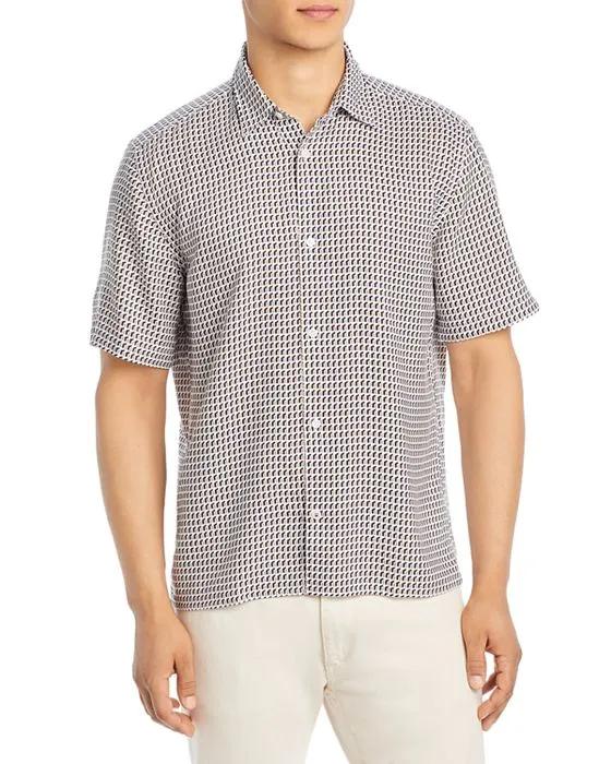 Leno Geo Print Button Down Shirt