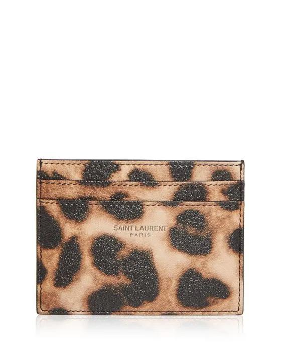 Leopard Print Leather Card Case