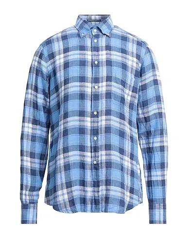 Light blue Plain weave Checked shirt