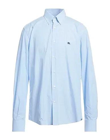 Light blue Plain weave Checked shirt