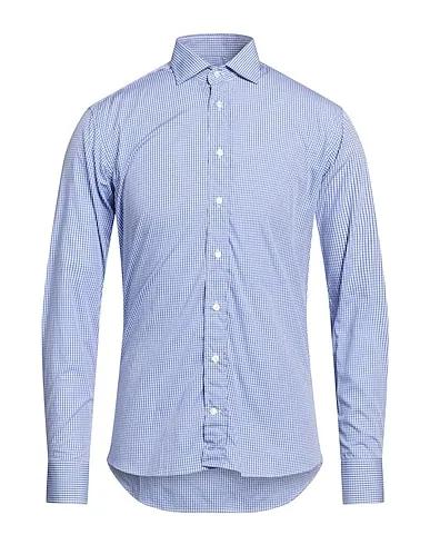 Light blue Plain weave Checked shirt