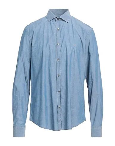 Light blue Plain weave Solid color shirt