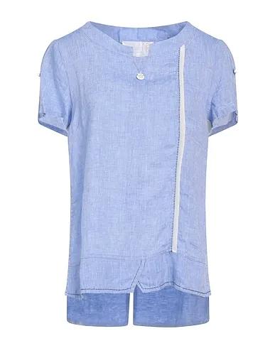 Light blue Plain weave T-shirt
