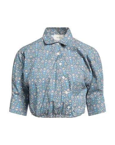 Light blue Poplin Floral shirts & blouses