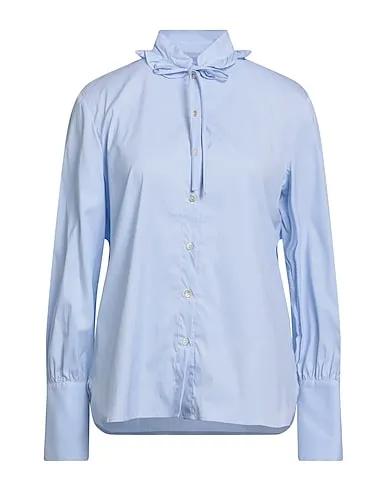 Light blue Poplin Patterned shirts & blouses