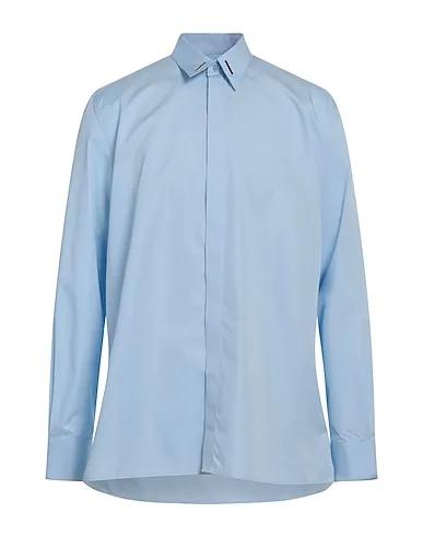Light blue Poplin Solid color shirt