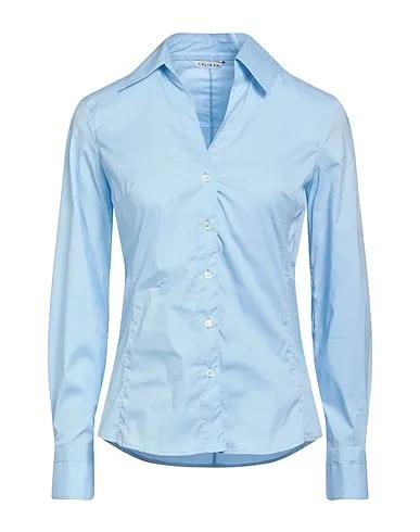 Light blue Poplin Solid color shirts & blouses