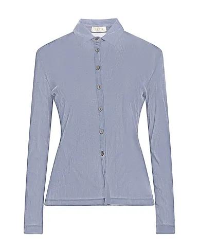 Light blue Velvet Solid color shirts & blouses