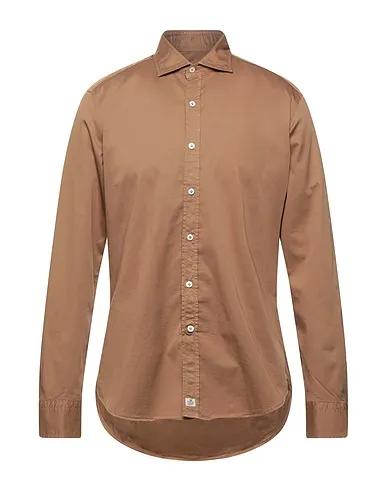 Light brown Cotton twill Solid color shirt
