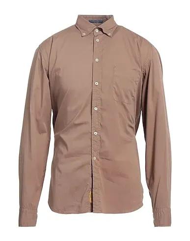 Light brown Plain weave Solid color shirt