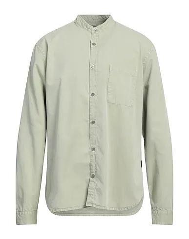 Light green Cotton twill Solid color shirt