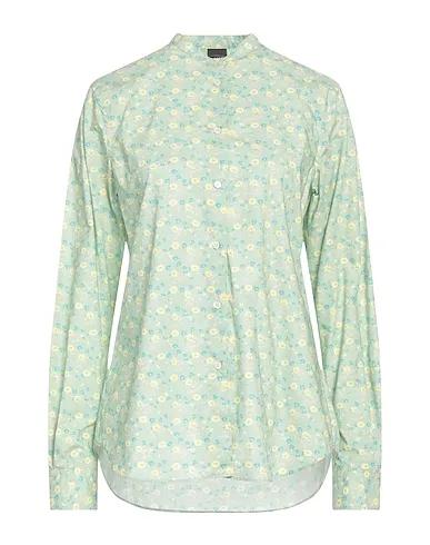 Light green Plain weave Floral shirts & blouses
