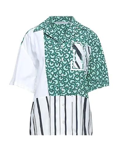 Light green Plain weave Patterned shirts & blouses