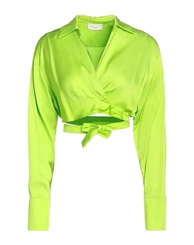 Light green Satin Solid color shirts & blouses