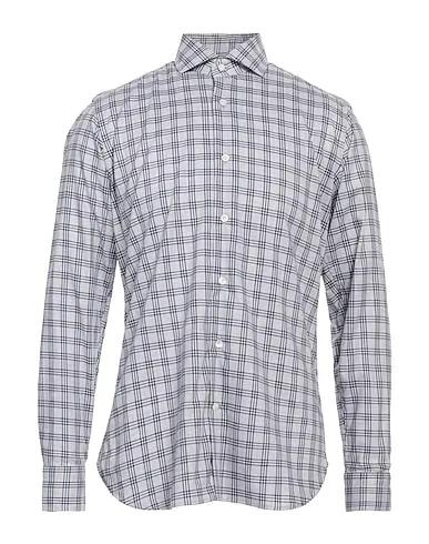 Light grey Plain weave Checked shirt