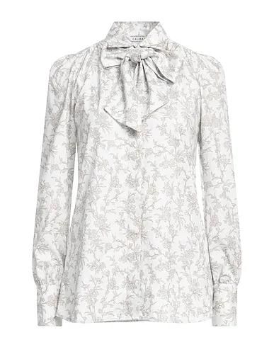 Light grey Plain weave Floral shirts & blouses