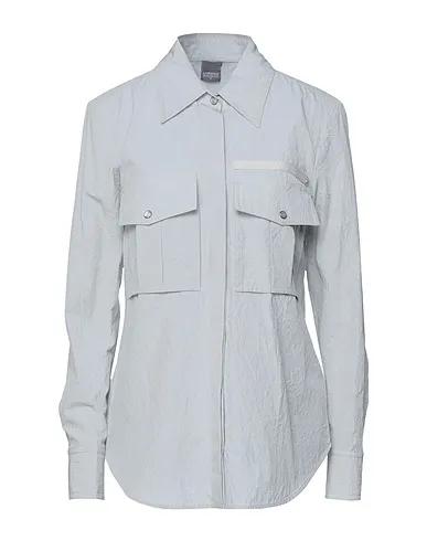 Light grey Plain weave Solid color shirts & blouses