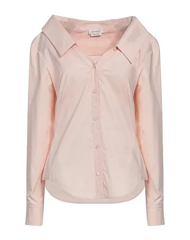 Light pink Plain weave Solid color shirts & blouses