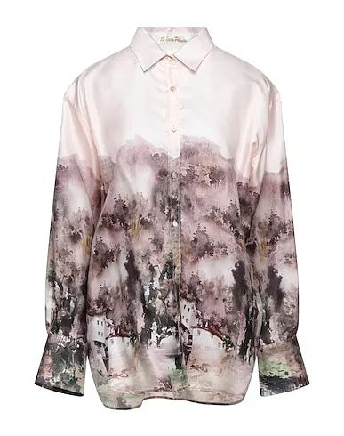 Light pink Satin Patterned shirts & blouses