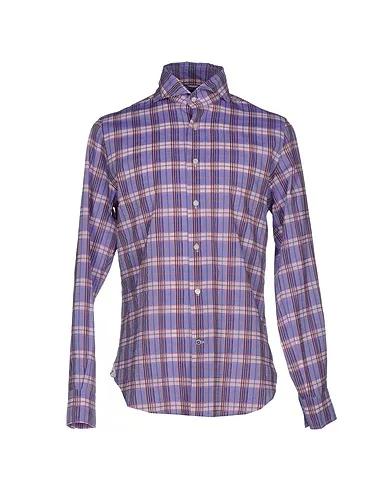 Light purple Plain weave Checked shirt