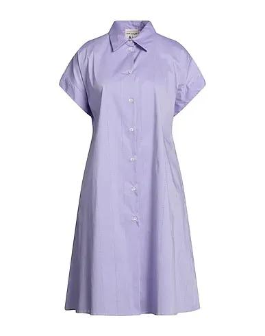 Light purple Plain weave Solid color shirts & blouses