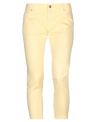 Light yellow Gabardine Cropped pants & culottes