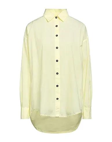 Light yellow Plain weave Solid color shirts & blouses