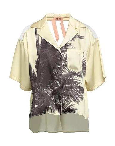 Light yellow Satin Floral shirts & blouses