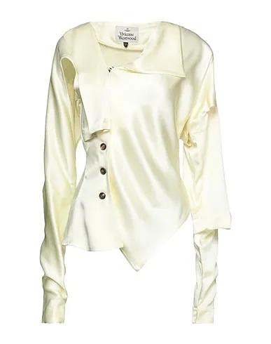 Light yellow Satin Solid color shirts & blouses