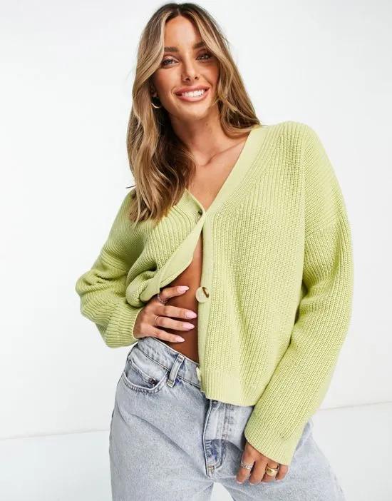 lightweight cardigan in lime green