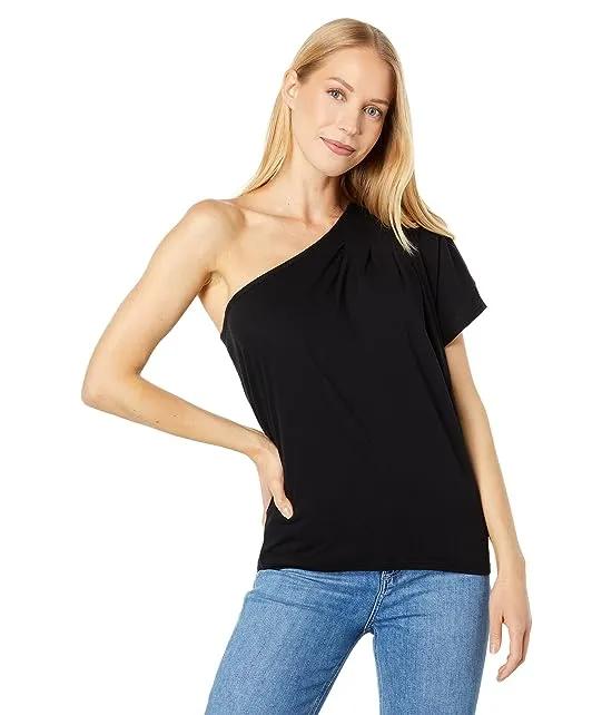 Lightweight Jersey One Shoulder Pleated Tee