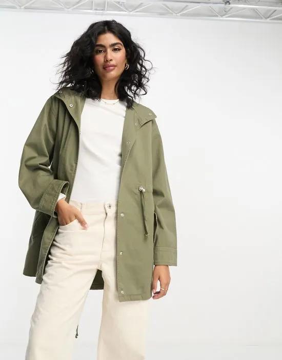 lightweight washed parka in khaki
