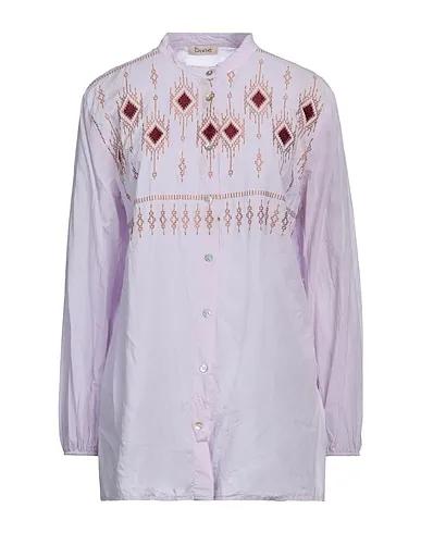 Lilac Plain weave Patterned shirts & blouses