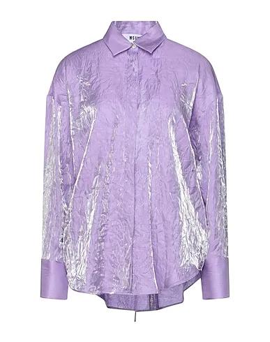 Lilac Plain weave Solid color shirts & blouses