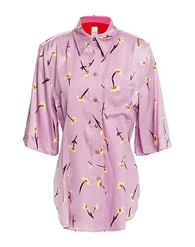 Lilac Satin Floral shirts & blouses