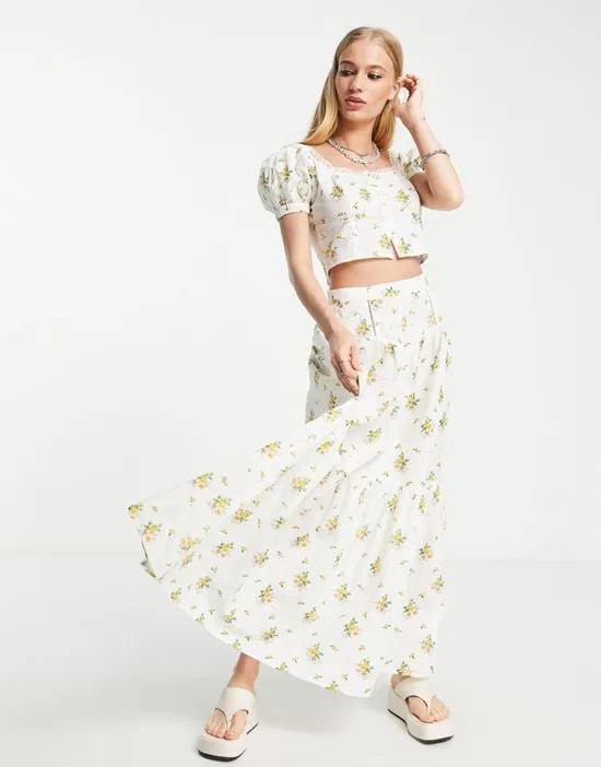 limited edition inspired tiered midi skirt in floral print - part of a set