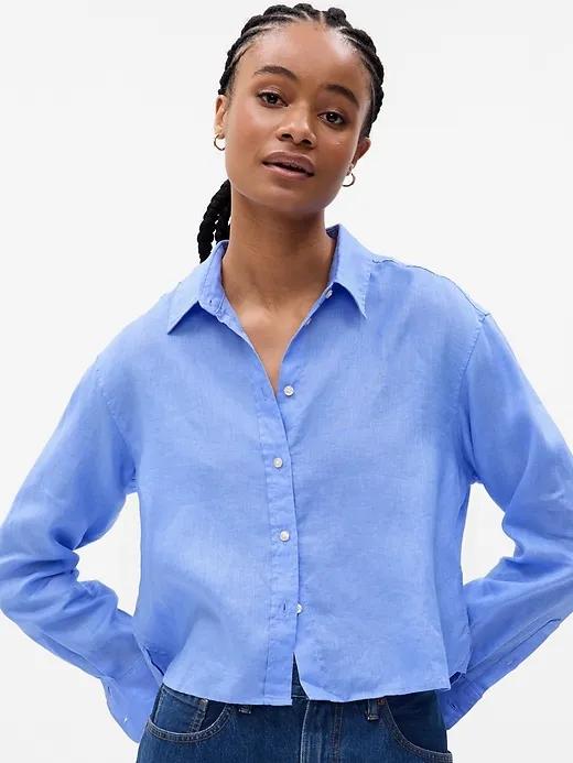 Linen Cropped Shirt