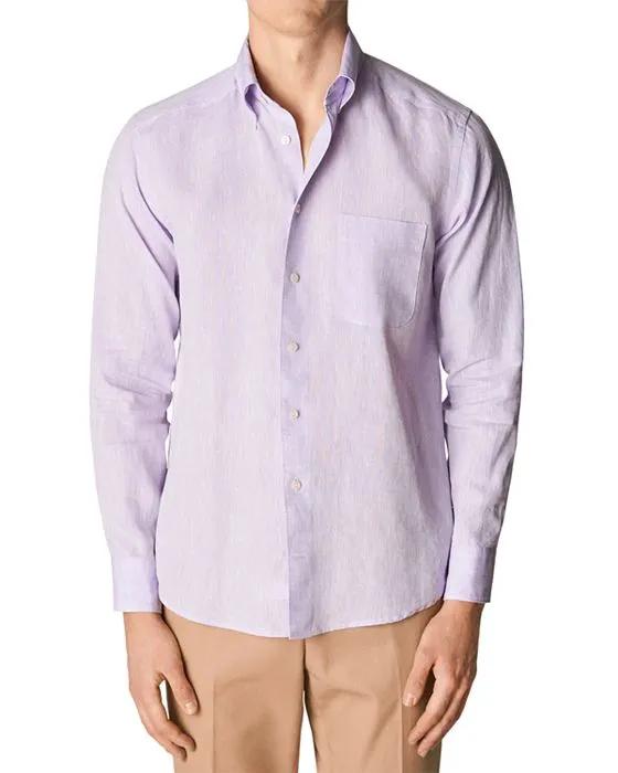 Linen Solid Slim Fit Button Down Shirt 