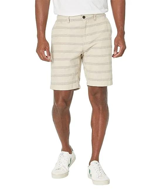 Linen Space Dye Stripe Flat Front Shorts