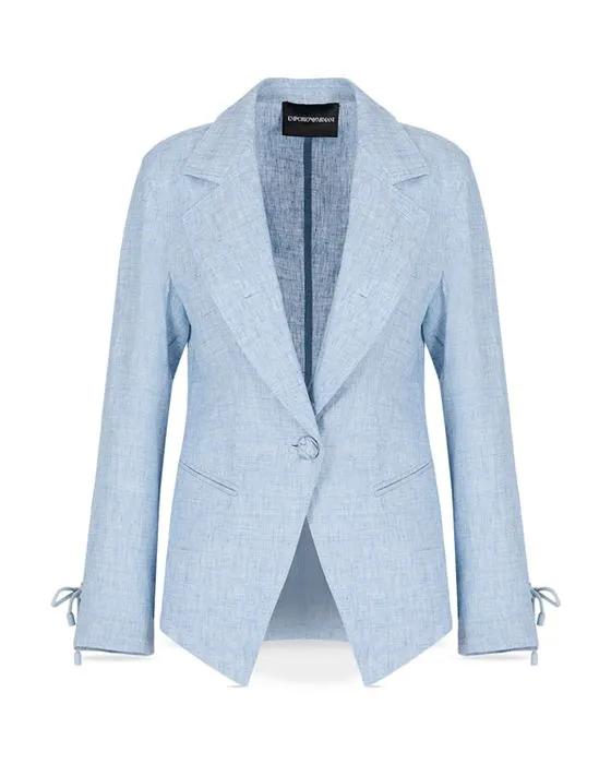 Linen Tie Cuff Blazer