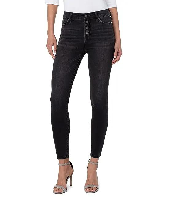 Liverpool Abby High-Rise Ankle Skinny Eco Jeans w/ Exposed Button Fly in South Rim