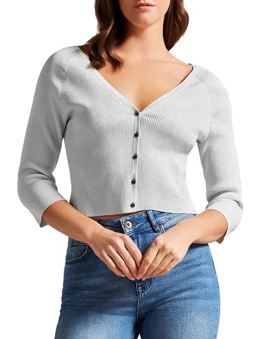 Loeesa Metallic Cropped Cardigan