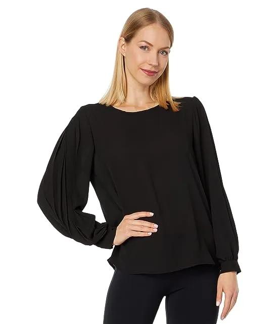 Long Sleeve Blouse with Pleated Sleeves
