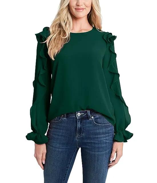 Long Sleeve Blouse with Ruffle Sleeve Detail
