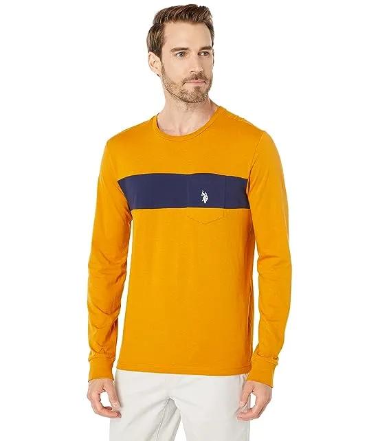 Long Sleeve Color-Block Tee with Pocket