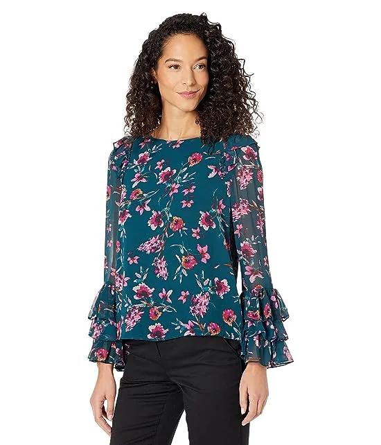 Long Sleeve Floral Moment Blouse w/ Ruffle Cuff