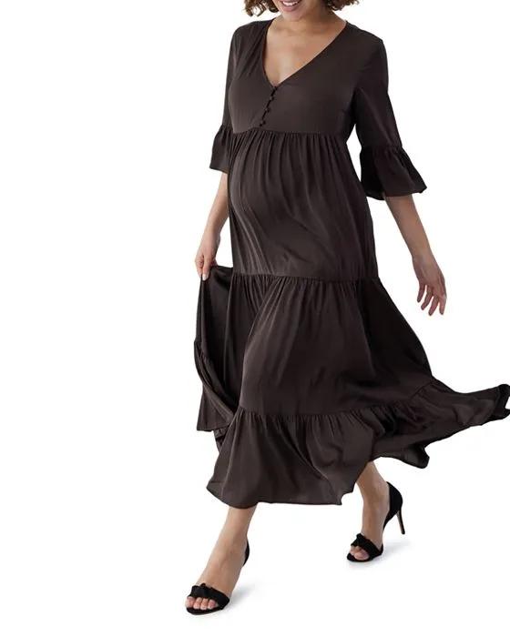 Long Sleeve Flutter Maternity Dress