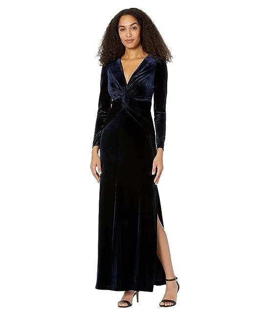 Long Sleeve Gown with Twist Front
