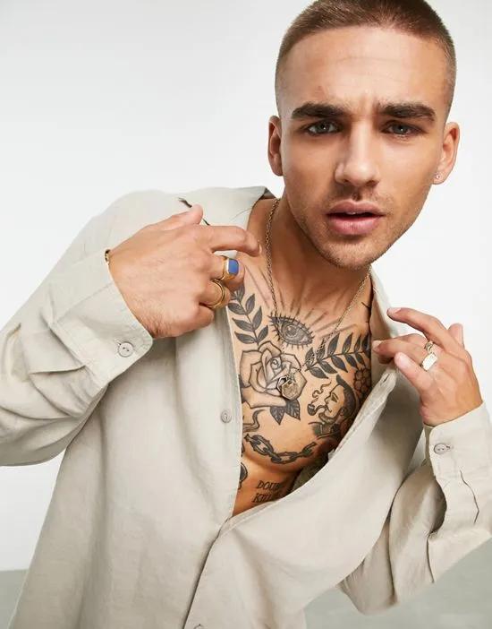 long sleeve linen shirt in sand