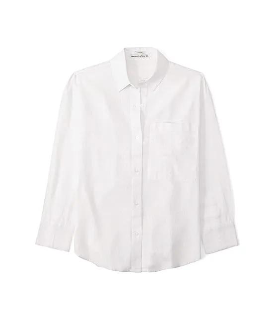 Long Sleeve Oversized Linen Resort Shirt